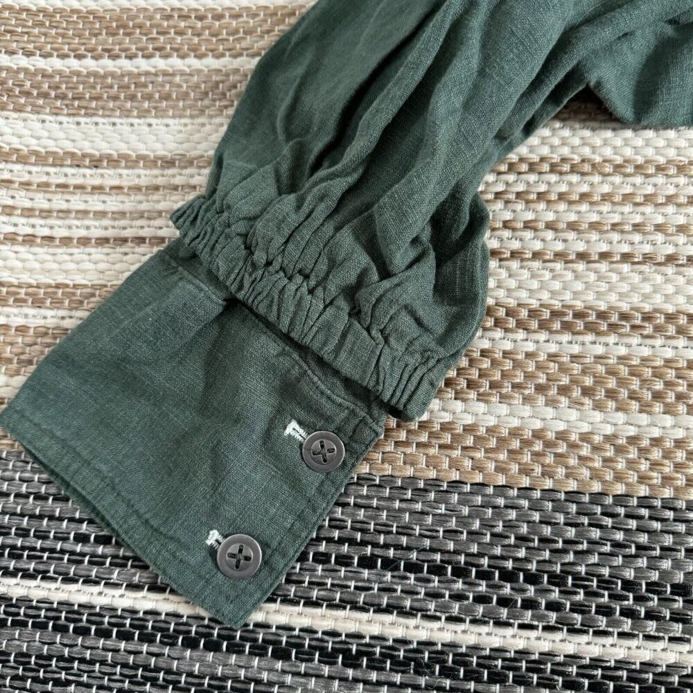 Free People Women's Billy Saddle Jacket Relaxed Cropped Linen Blend Green Small - Picture 10 of 15